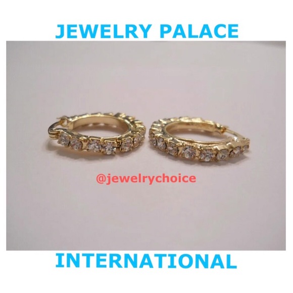 🆕14K Gold Filled 15MM Tiny Cubic Zirconia Hoop Earrings. - Picture 3 of 8